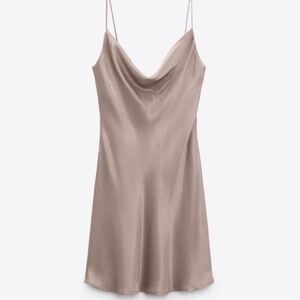 Zara Satin Slip Dress with Rhinestone Straps
